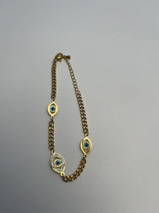 Guldbelagt  Blå Sten Armbånd - Elegant og Stilfuldt