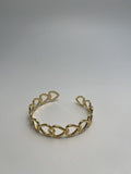 Guldbelagt Hjerte Link Åbent Armbånd - Elegant og Romantisk