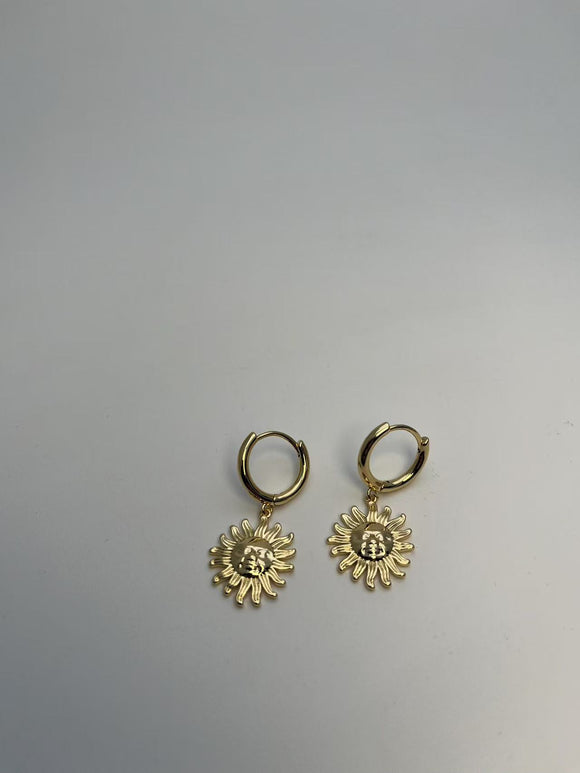 Guldbelagt Sol Ring Øreringe - Lys og Vintage