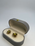 Guldbelagt Sort og Guld Blomst Øreringe - Elegant og Vintage