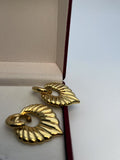 Guldbelagt Bladformet Ring Øreringe med Strålemønster - Elegant og Vintage
