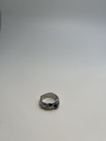 Sølvbelagt Mønstrede Blå Sten Ring - Retro og Elegant